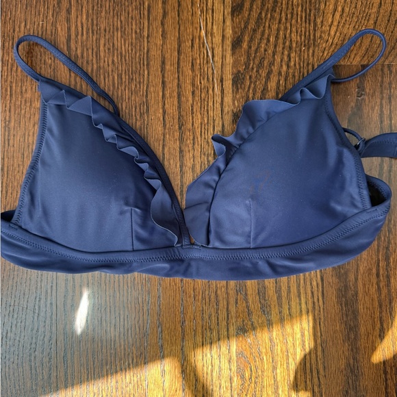 Jcrew navy ruffle bikini top size small - Picture 1 of 4